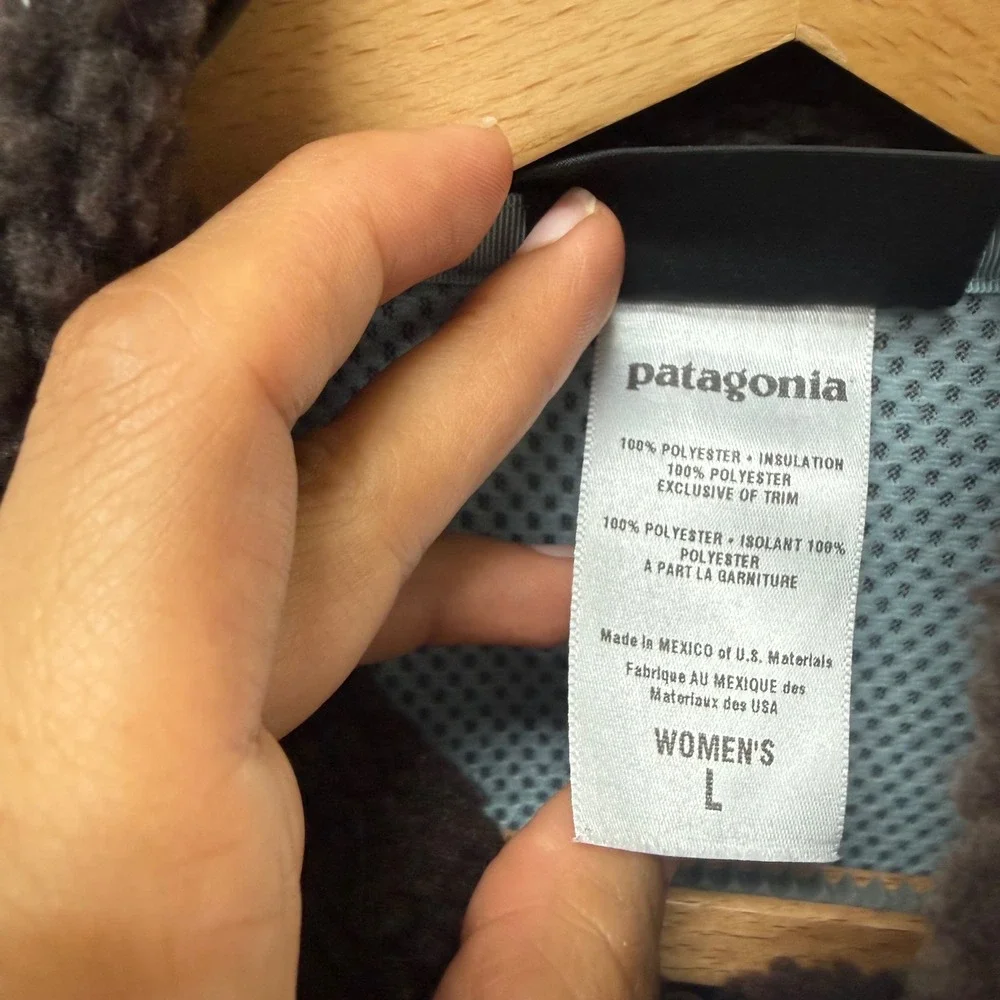 Patagonia Synchilla Sherpa Retro-X Fleece Jacket Womens Large Brown‎ Full Zip